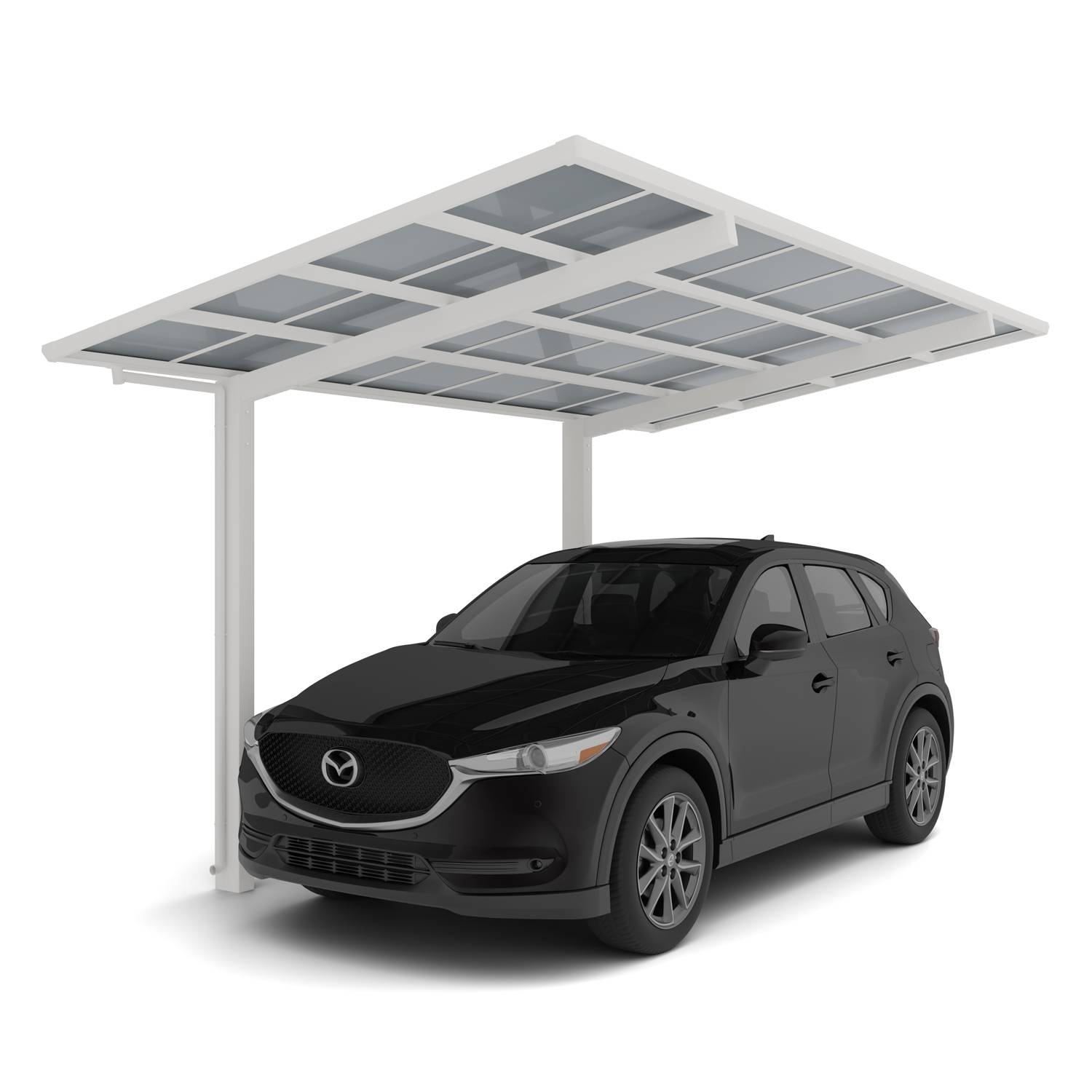 Carport simple - charge de toiture 100kg/m² - Anodisé thermolaqué blanc- Linea Ximax standard - Image 1