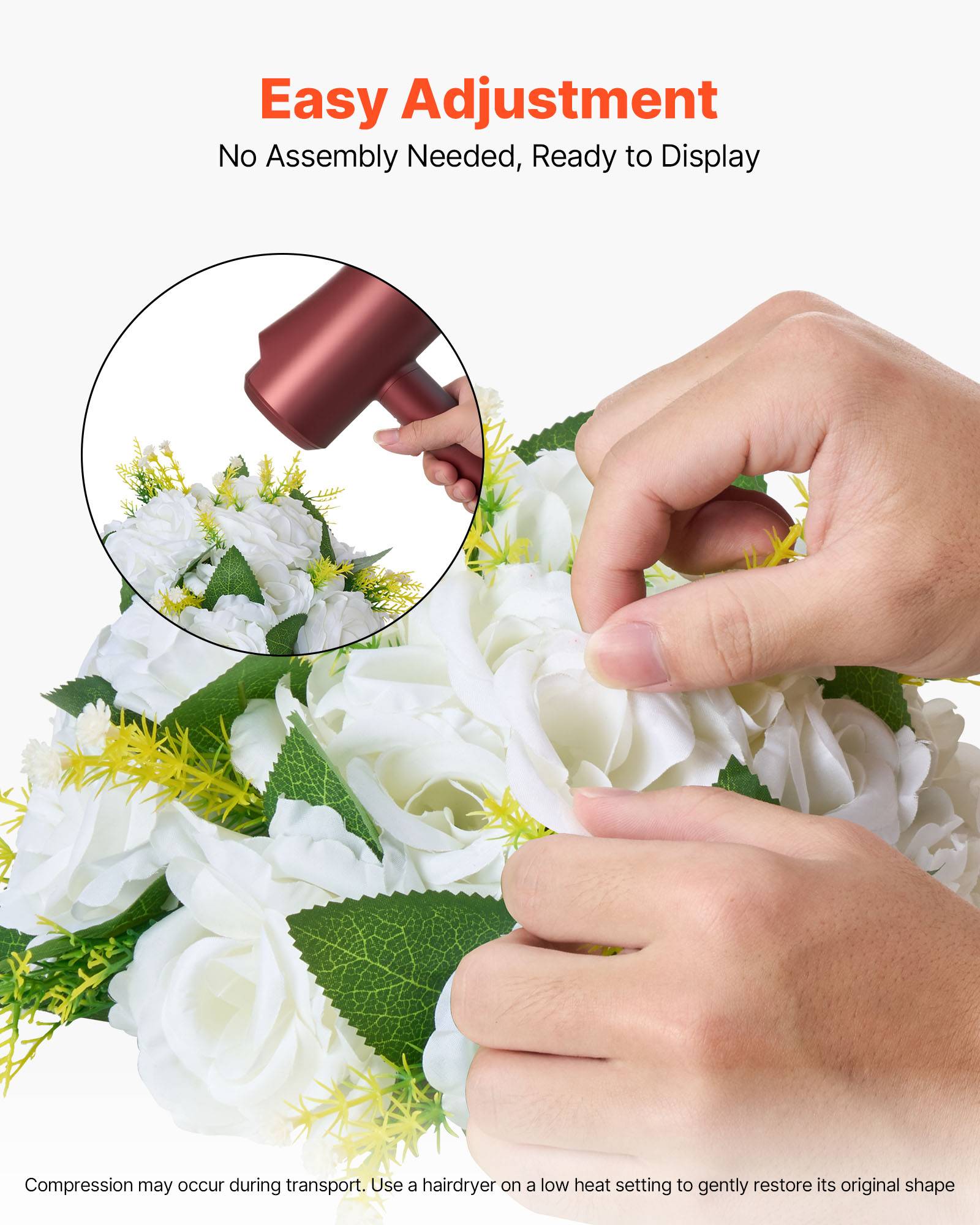 VEVOR Boules de Fleurs Artificielles Centre de Table 10 PCS 24 cm Roses Blanches - Image 5