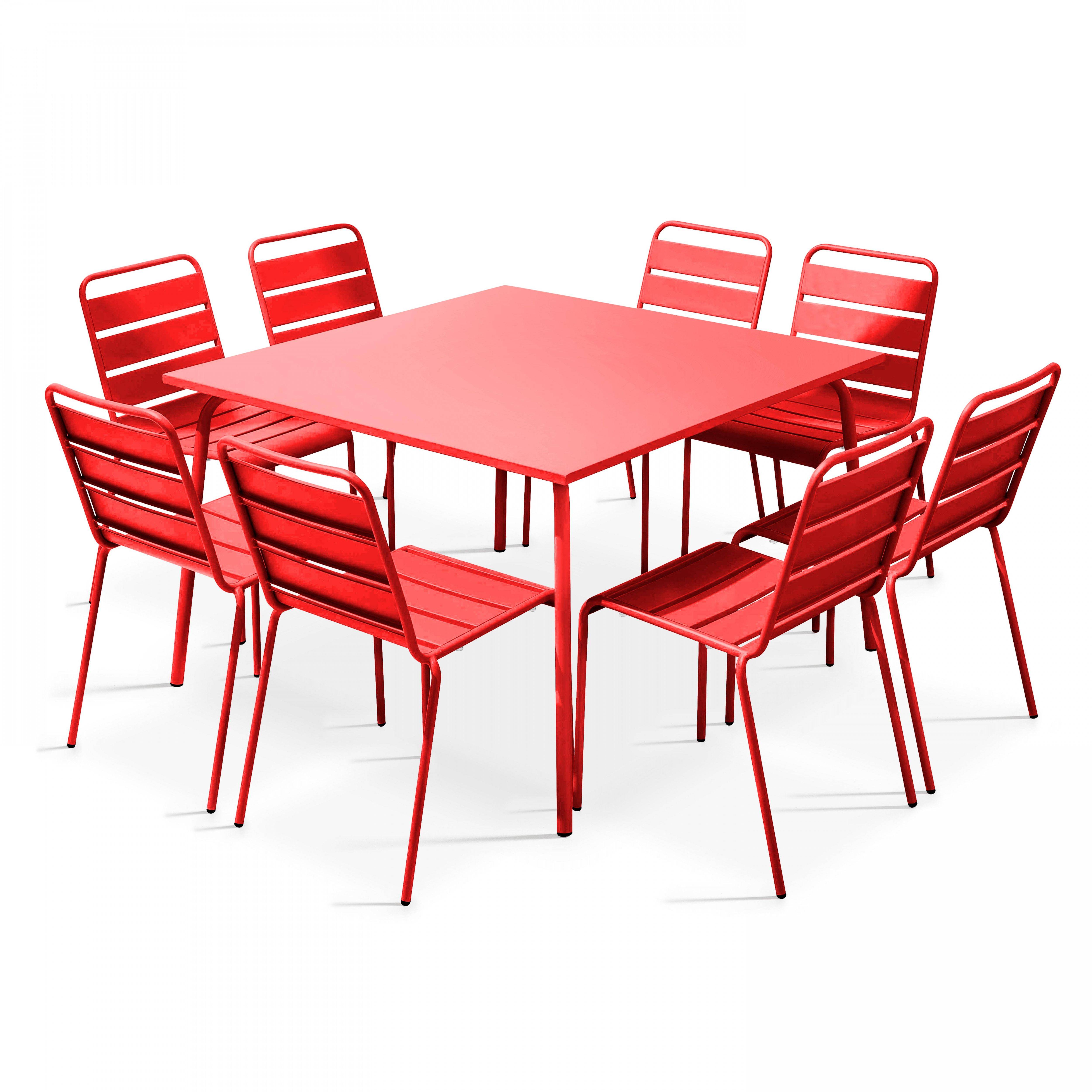 Oviala - Ensemble table de jardin et 8 chaises en métal rouge Palavas - Oviala - Imagen 1