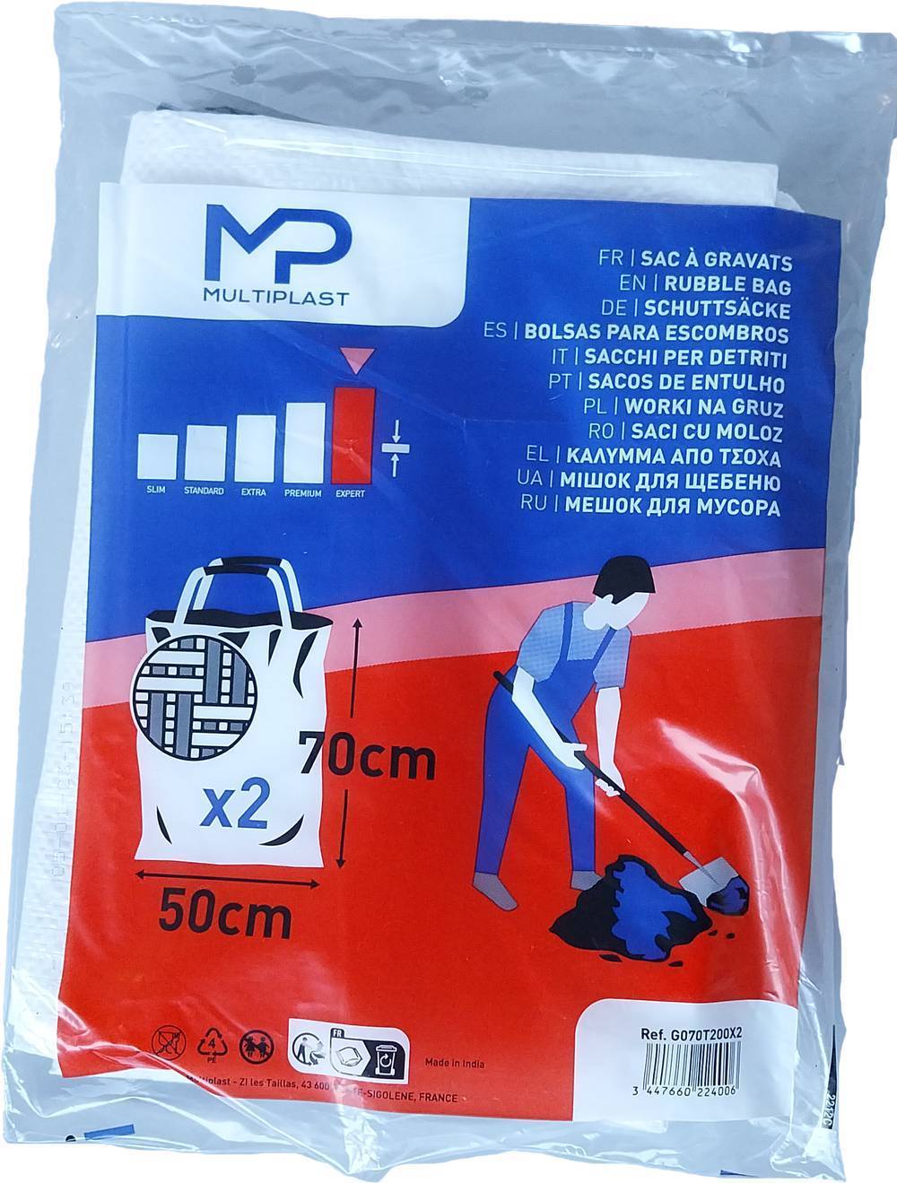 Multiplast - Sac À Gravats Multiplast H.50 X L.40 Cm 80L Blanc MULTIPLAST