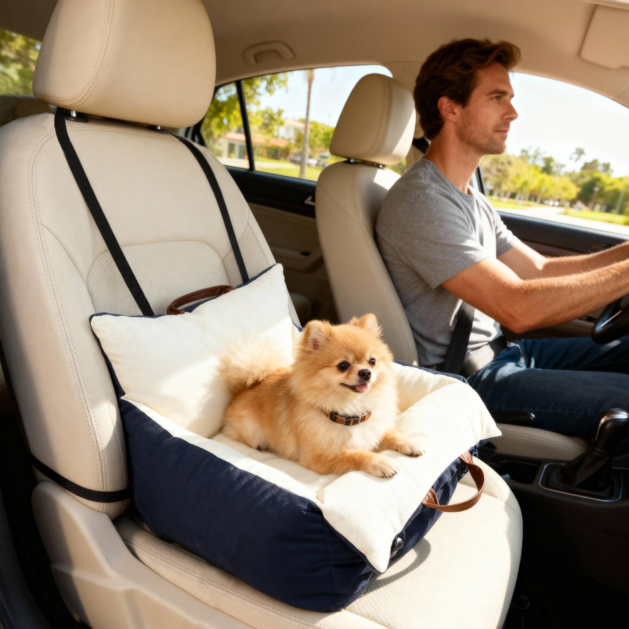 Siège auto pour chien, 2 sangles, housses lavables, pour animaux de moins de 5 kg, bleu - Image 3