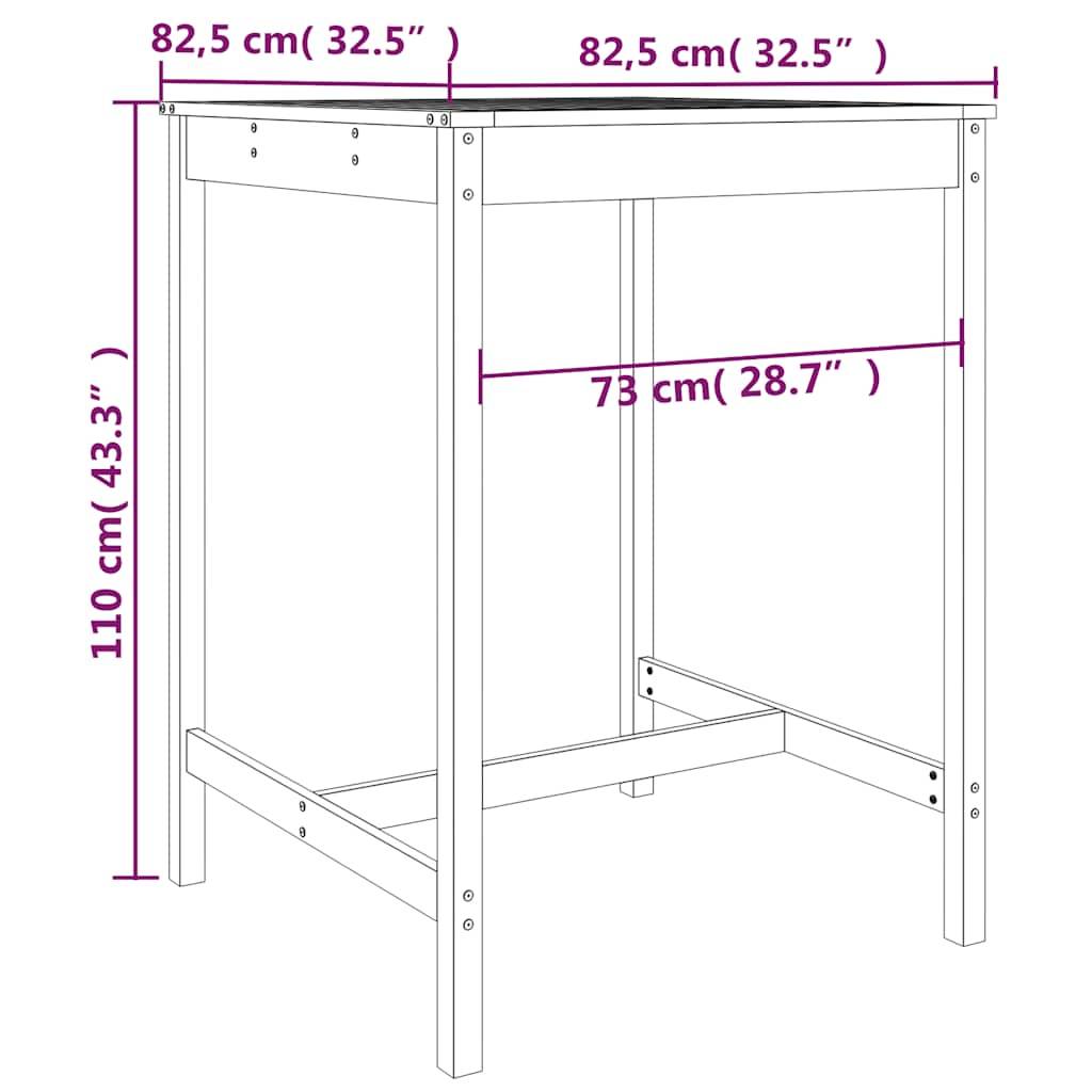 Table de jardin bois massif douglas 82,5 x 82,5 x 110 cm - PANGIVO - Image 7