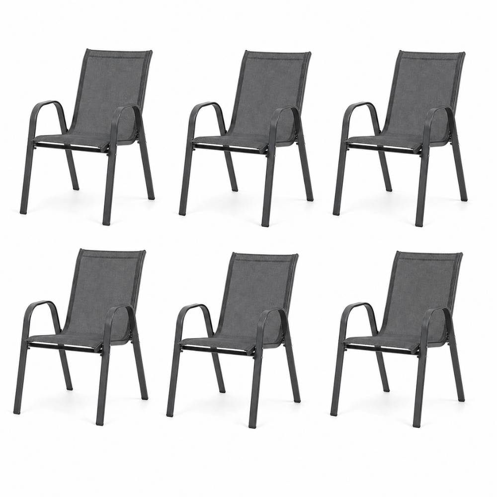 Chaises de jardin empilables textilène x6 Unité Anthracite - Image 1