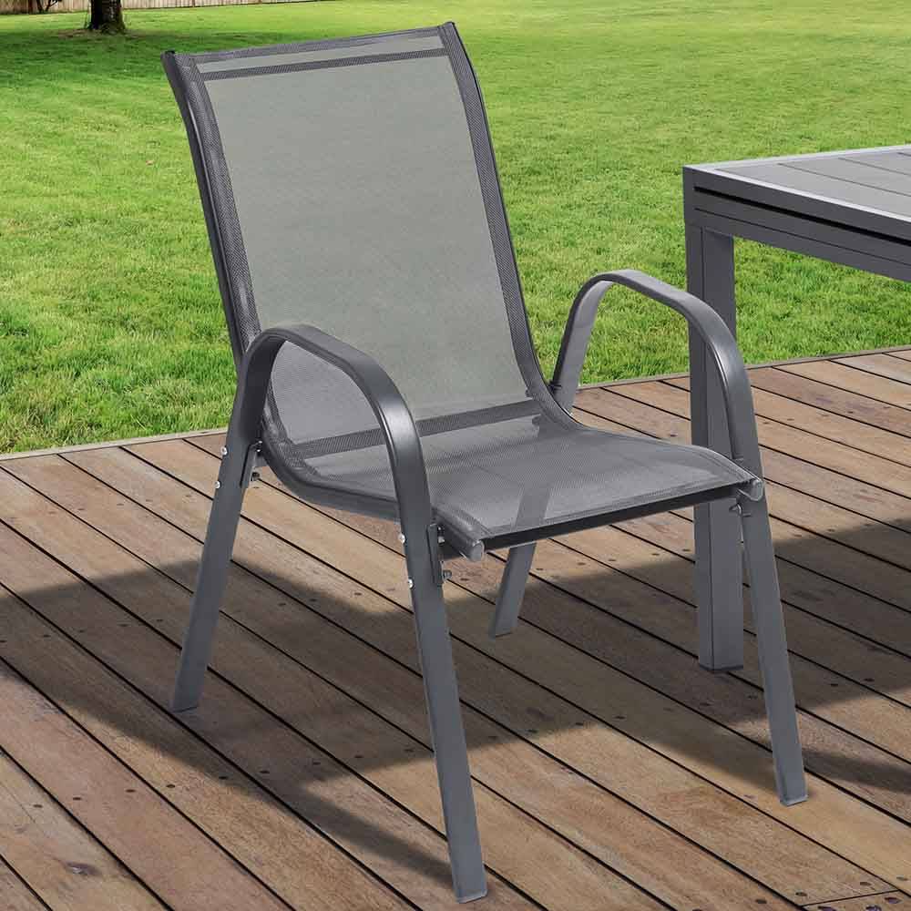 Chaises de jardin empilables textilène x6 Unité Anthracite - Image 10