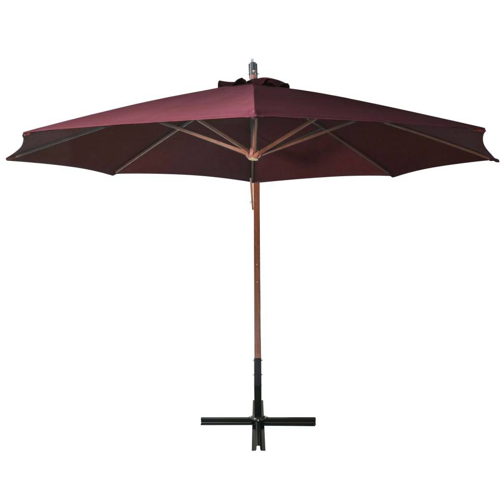 Helloshop26 - Parasol suspendu avec mât 3,5 x 2,9 m bois de sapin rouge bordeaux - Imagen 3