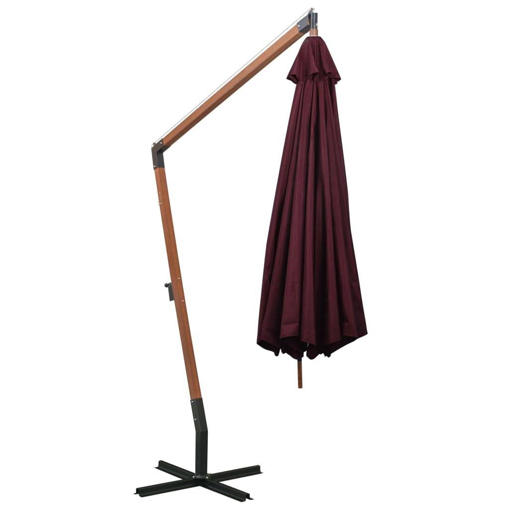 Helloshop26 - Parasol suspendu avec mât 3,5 x 2,9 m bois de sapin rouge bordeaux - Imagen 4
