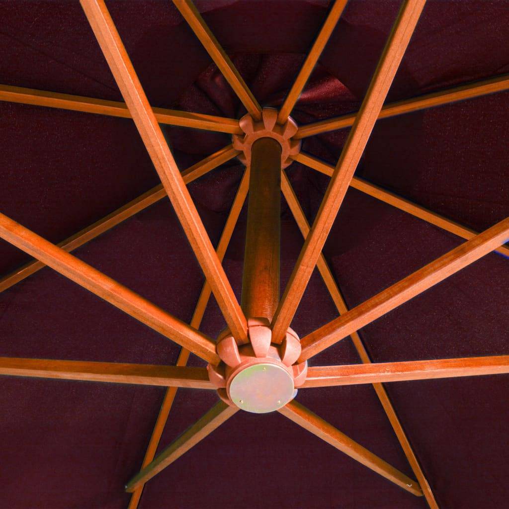 Helloshop26 - Parasol suspendu avec mât 3,5 x 2,9 m bois de sapin rouge bordeaux - Imagen 5