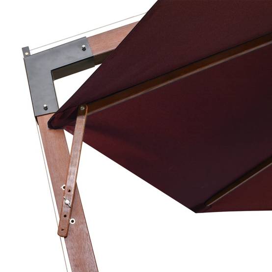 Helloshop26 - Parasol suspendu avec mât 3,5 x 2,9 m bois de sapin rouge bordeaux - Imagen 6