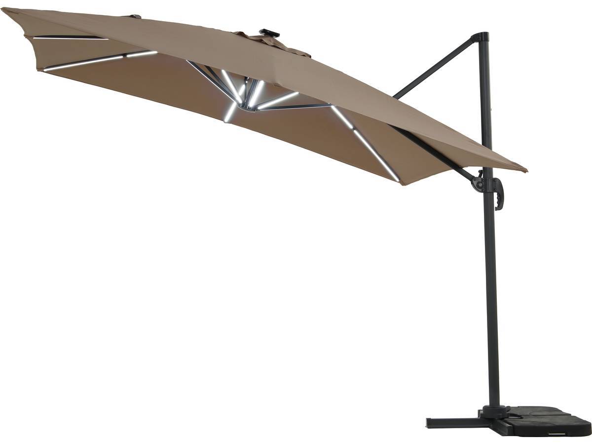 Parasol Jardin Déporté Avec Led "sun 4 Luxe" - 3 X 4 M - Taupe -habitat Et Jardin - Image 1
