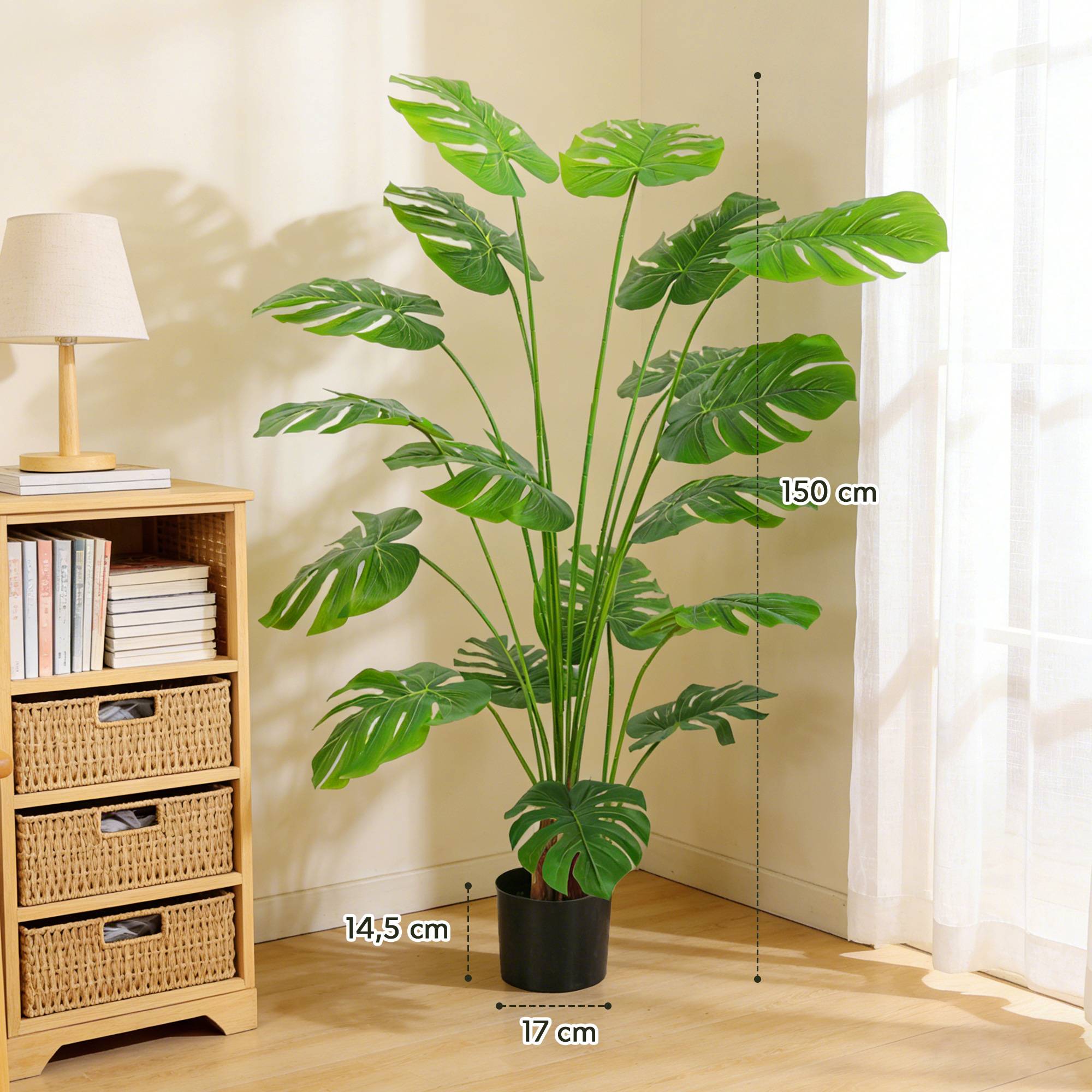 Monstera deliciosa artificielle pot inclus 150 cm haut intérieur verte - Image 5