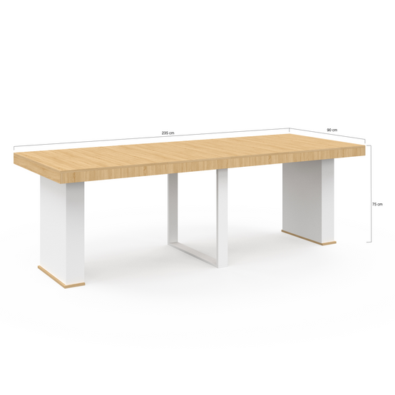 Table console extensible EDEN 10 personnes 235 cm bois et blanc - Image 6