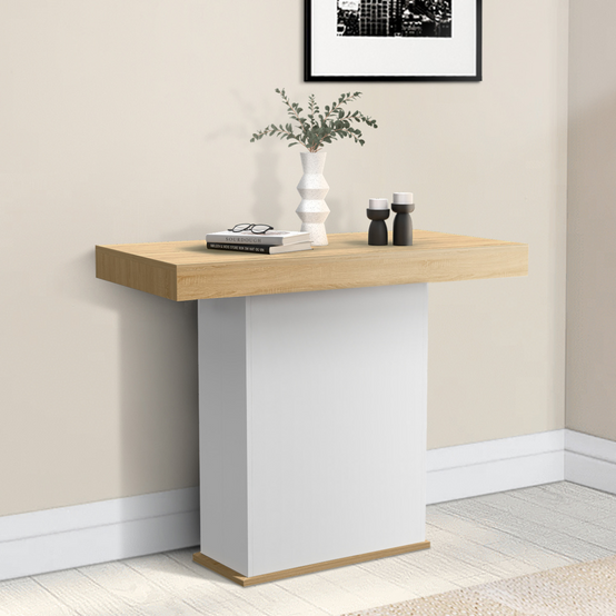 Table console extensible EDEN 10 personnes 235 cm bois et blanc - Image 3