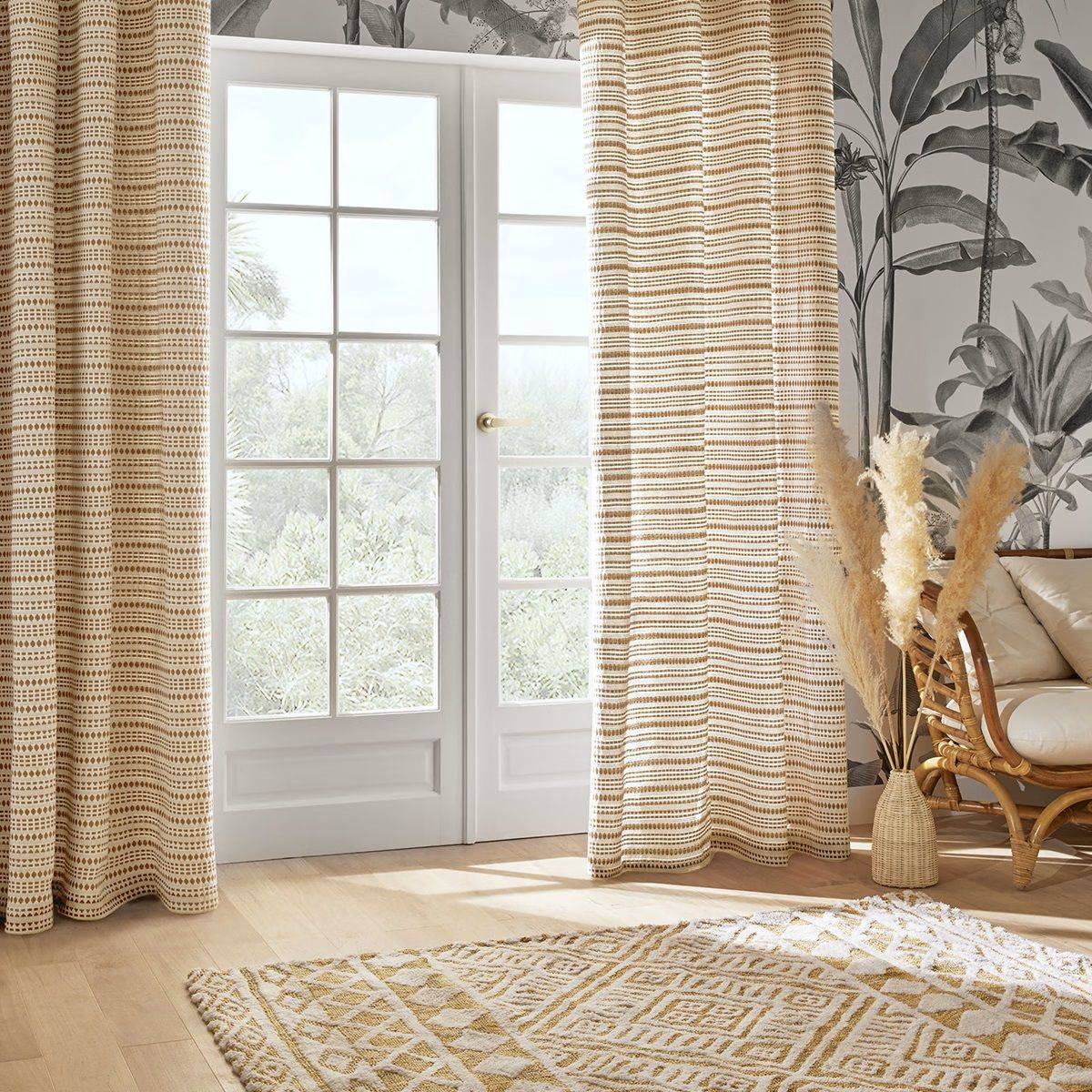Atmosphera - Rideau à œillets Jacquard Beige Lin 130 x 260 cm - Imagen 2
