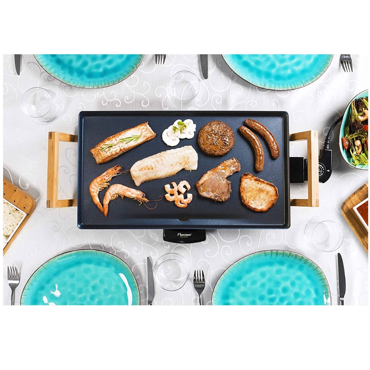 Bestron Plaque De Cuisson Avec Poignees Abp602bb 48x26 Cm 2000 W - Imagen 5