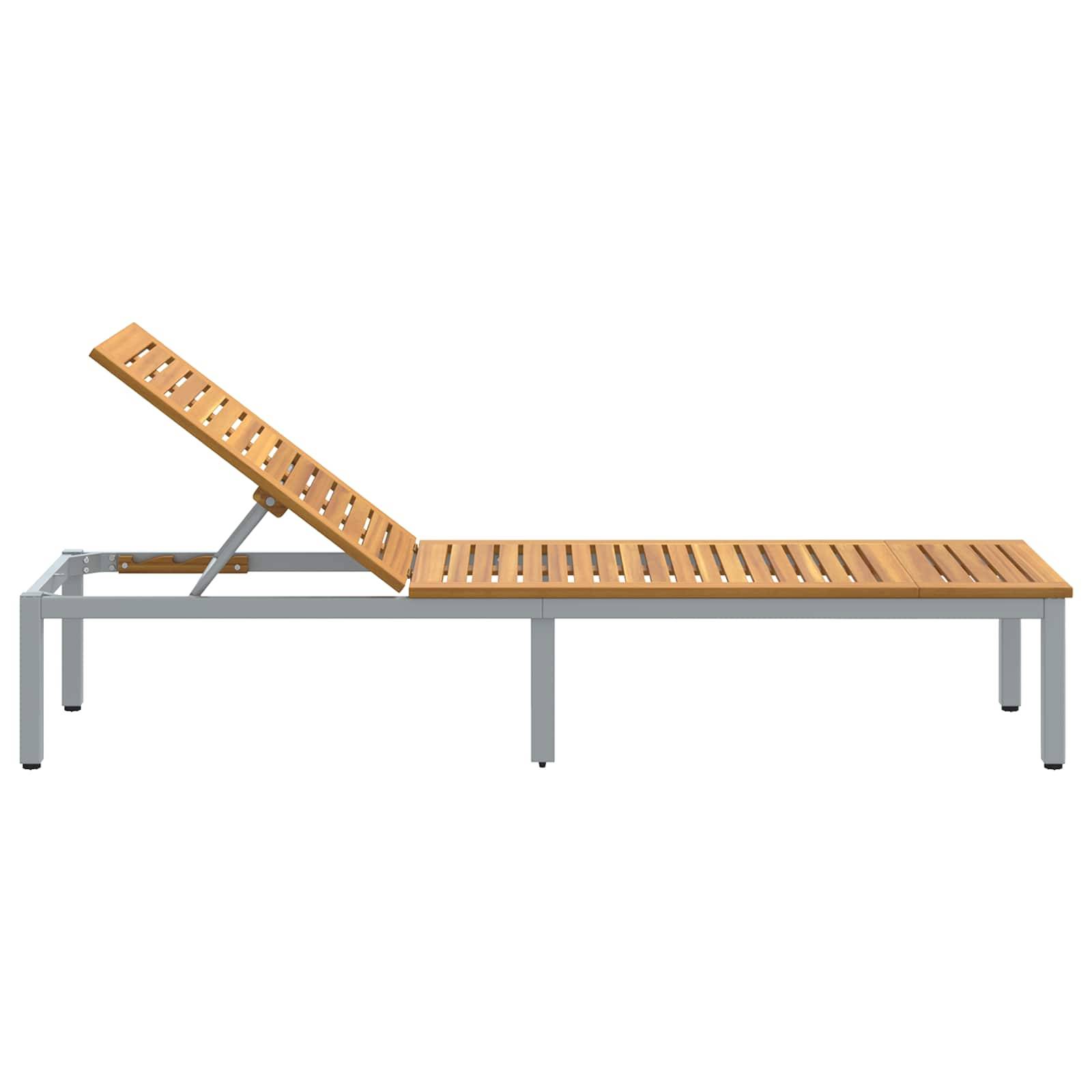 Vidaxl - Transat Gris 200 x 55 x 35 cm Bois d'Acacia Massif vidaXL 4010621 - Image 8