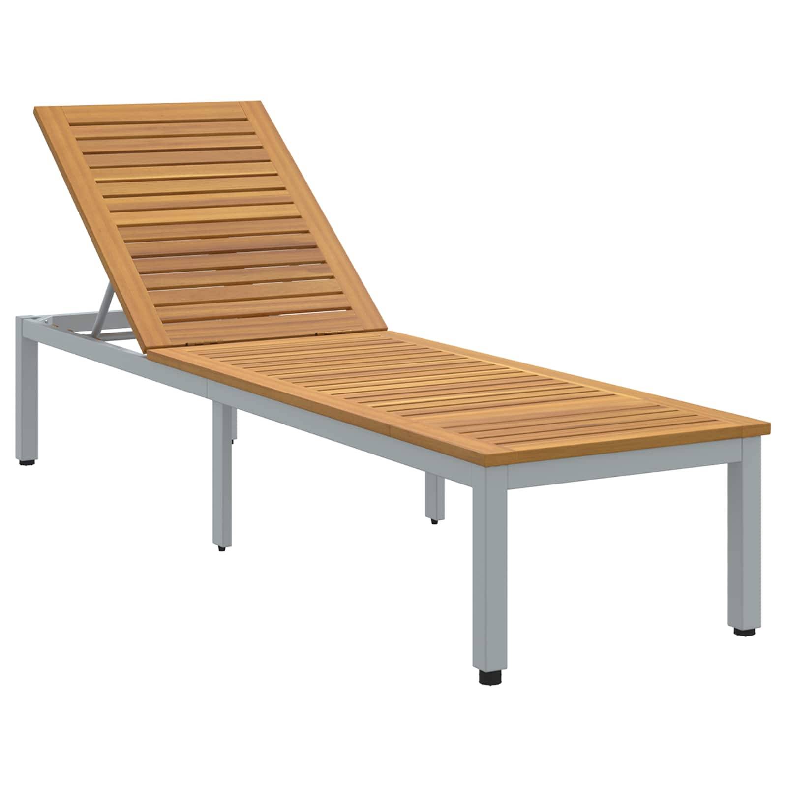 Vidaxl - Transat Gris 200 x 55 x 35 cm Bois d'Acacia Massif vidaXL 4010621