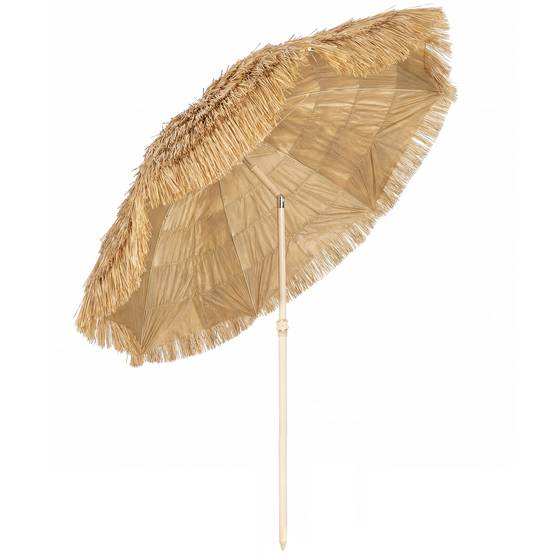 Parasol de plage Ø 1,85 m, grand parasol inclinable, style hawaïen - Polyester Kaki fr292 - Image 1