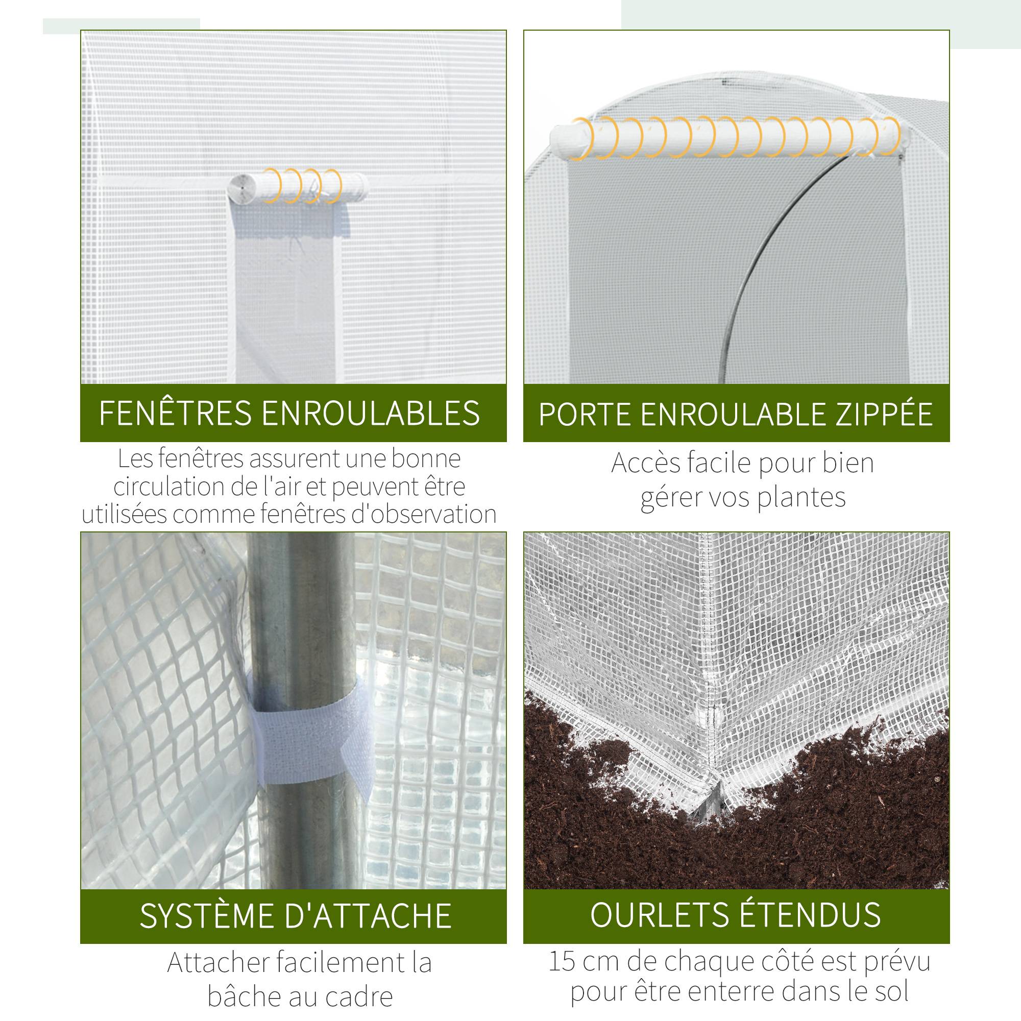 ComfortXL - Serre tunnel acier PE pour jardin protection lumineuse anti-UV 445x200cm Blanc - ComfortXL Outdoor Living - Image 6
