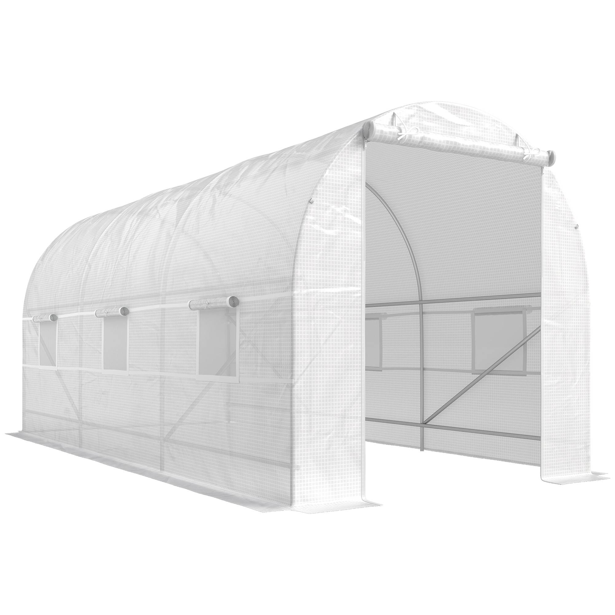 ComfortXL - Serre tunnel de jardin PE 140 g/m² 445 x 200 x 200 cm blanche 9 m² protection cultures - ComfortXL Outdoor Living - Image 2