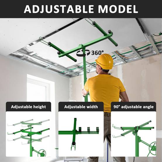 Lève-plaques XXL - Capacité 68kg, Hauteur Réglable 140-325cm,Vert - Image 6