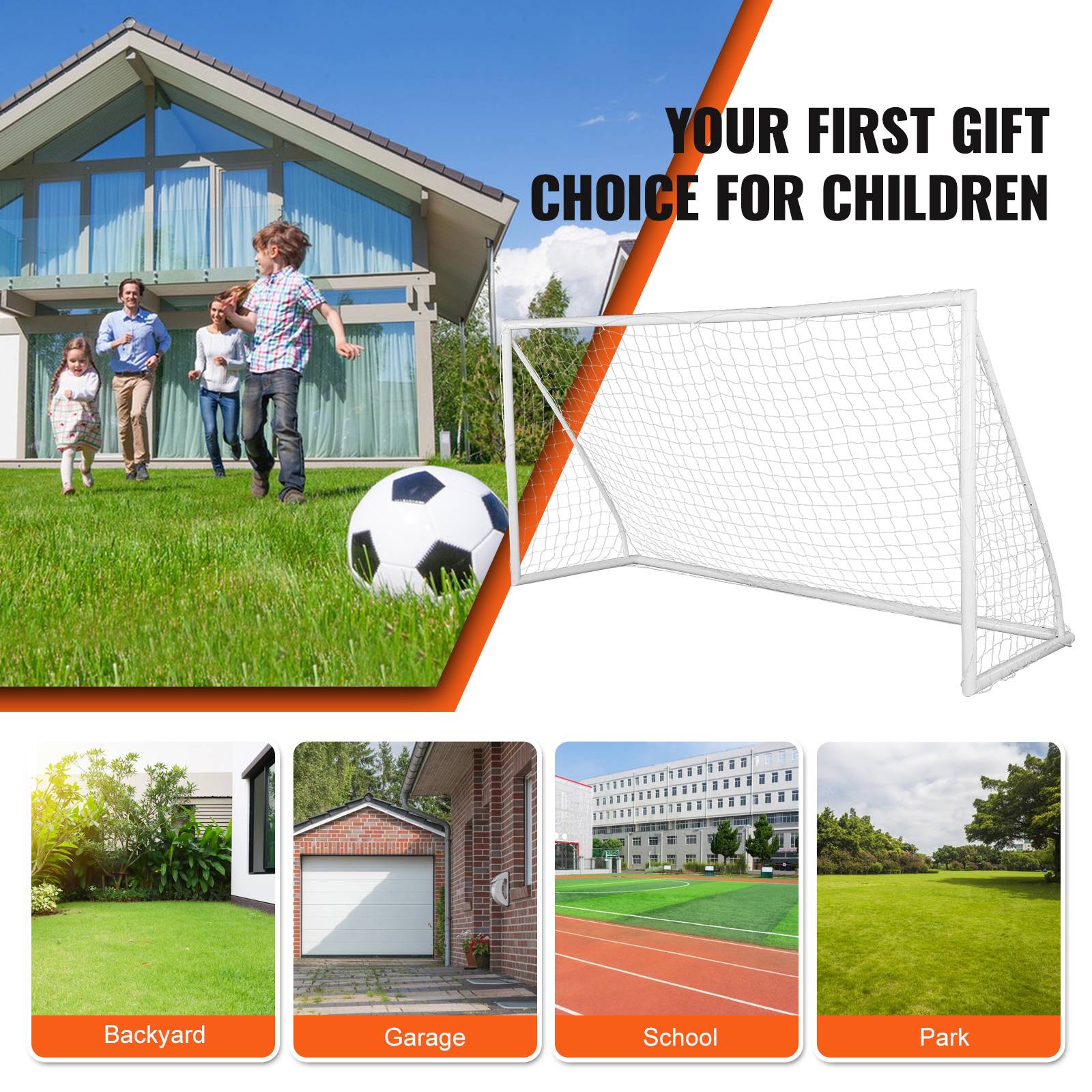 VEVOR But football enfants, cage PVC 371x183 cm, portable, filet. - Image 7