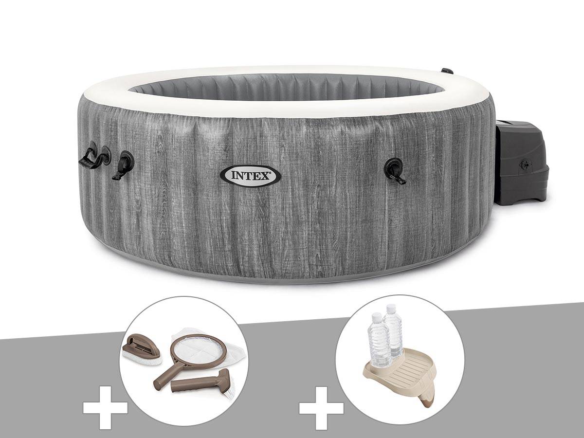 Kit spa gonflable Intex PureSpa Baltik rond Bulles 6 places + Kit d'entretien + Porte-verre - Imagen 1