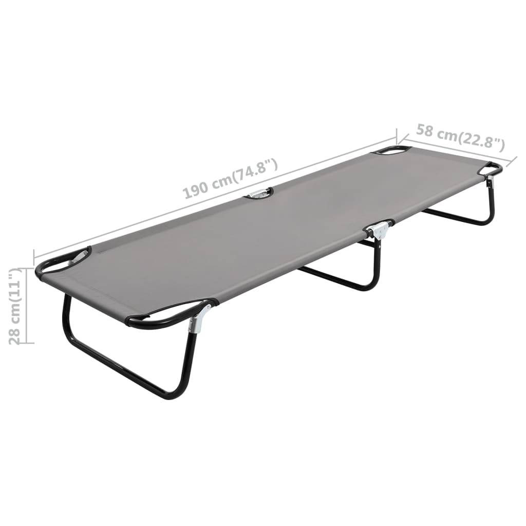 Helloshop26 - Lit de camping pliable meuble d'extérieur 190 cm pliable gris acier - Imagen 8