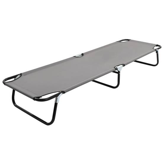 Helloshop26 - Lit de camping pliable meuble d'extérieur 190 cm pliable gris acier - Imagen 1