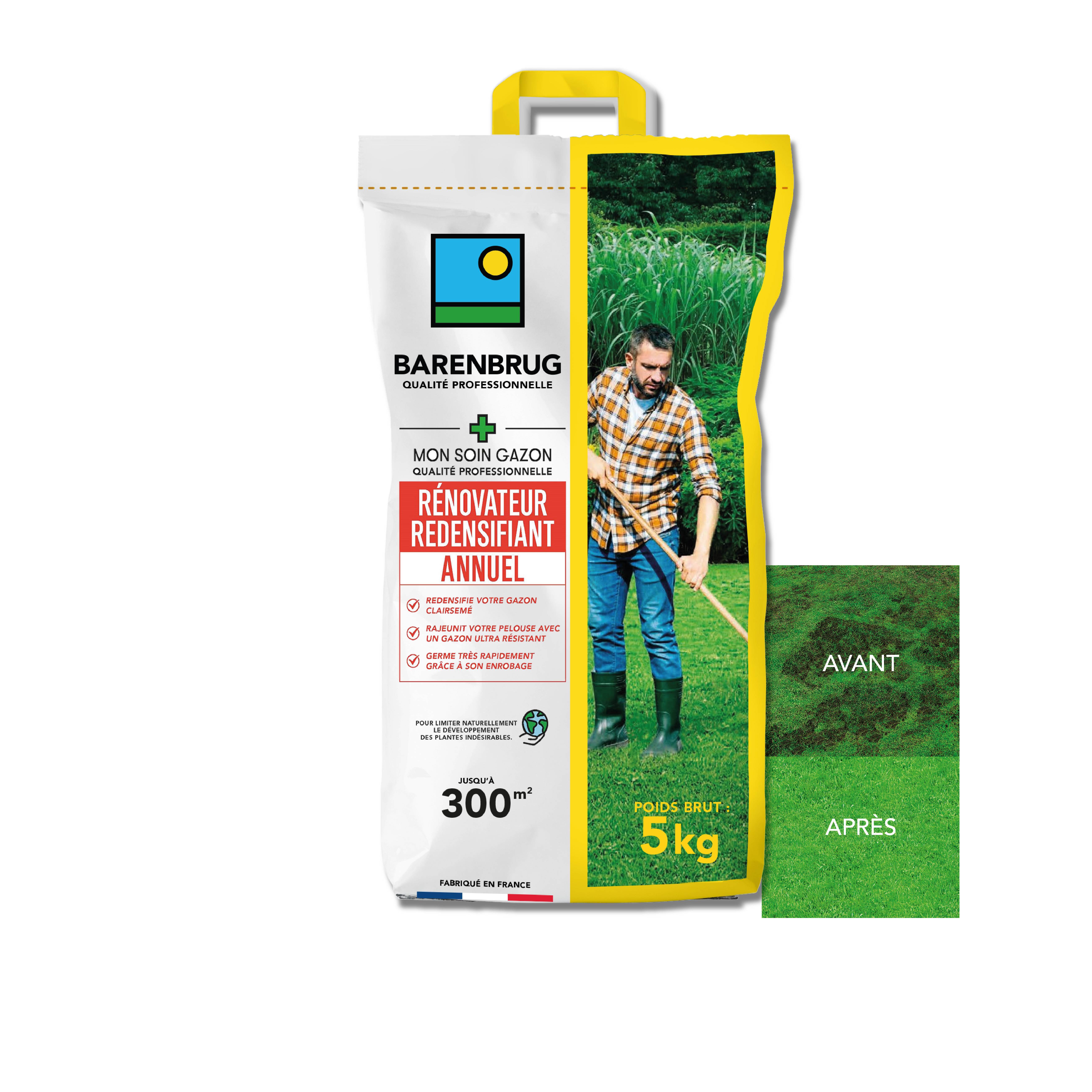 Barenbrug - Soin Rénovateur Redensifiant - Redensifie et Rajeunit le Gazon - Germe Très Rapidement - Semences avec Enrobage - 5KG - BARENBRUG - Image 1