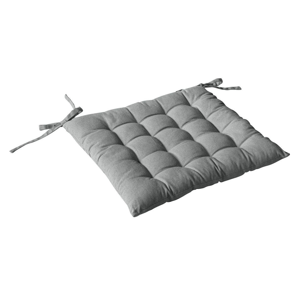 Enjoy Home - Galette de Chaise Piquée Uni "Panama" 38x38cm Gris Clair