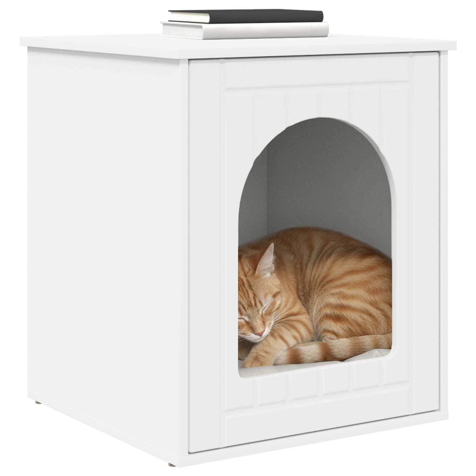 Maison pour chat bois d'ingénierie blanc 53 x 52 x 62 cm - PANGIVO - Image 3