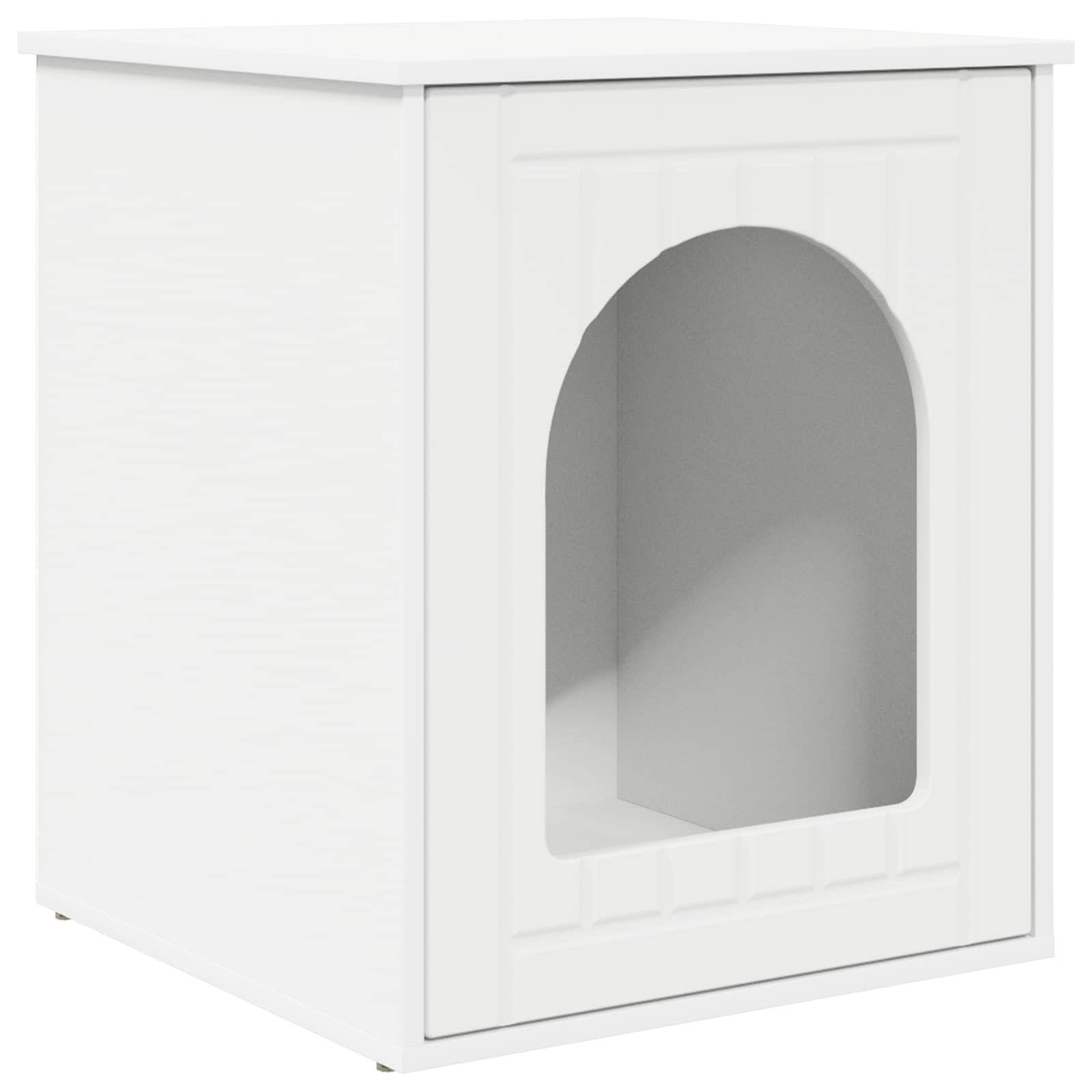 Maison pour chat bois d'ingénierie blanc 53 x 52 x 62 cm - PANGIVO - Image 2