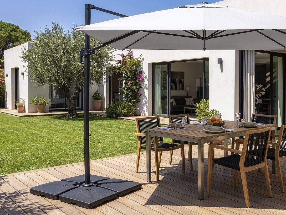 Habitat Et Jardin - 4 Dalles à Lester Pour Gros Parasol Déporté - 4 X 3 - 104 Kg - Noir -habitat Et Jardin - Image 2