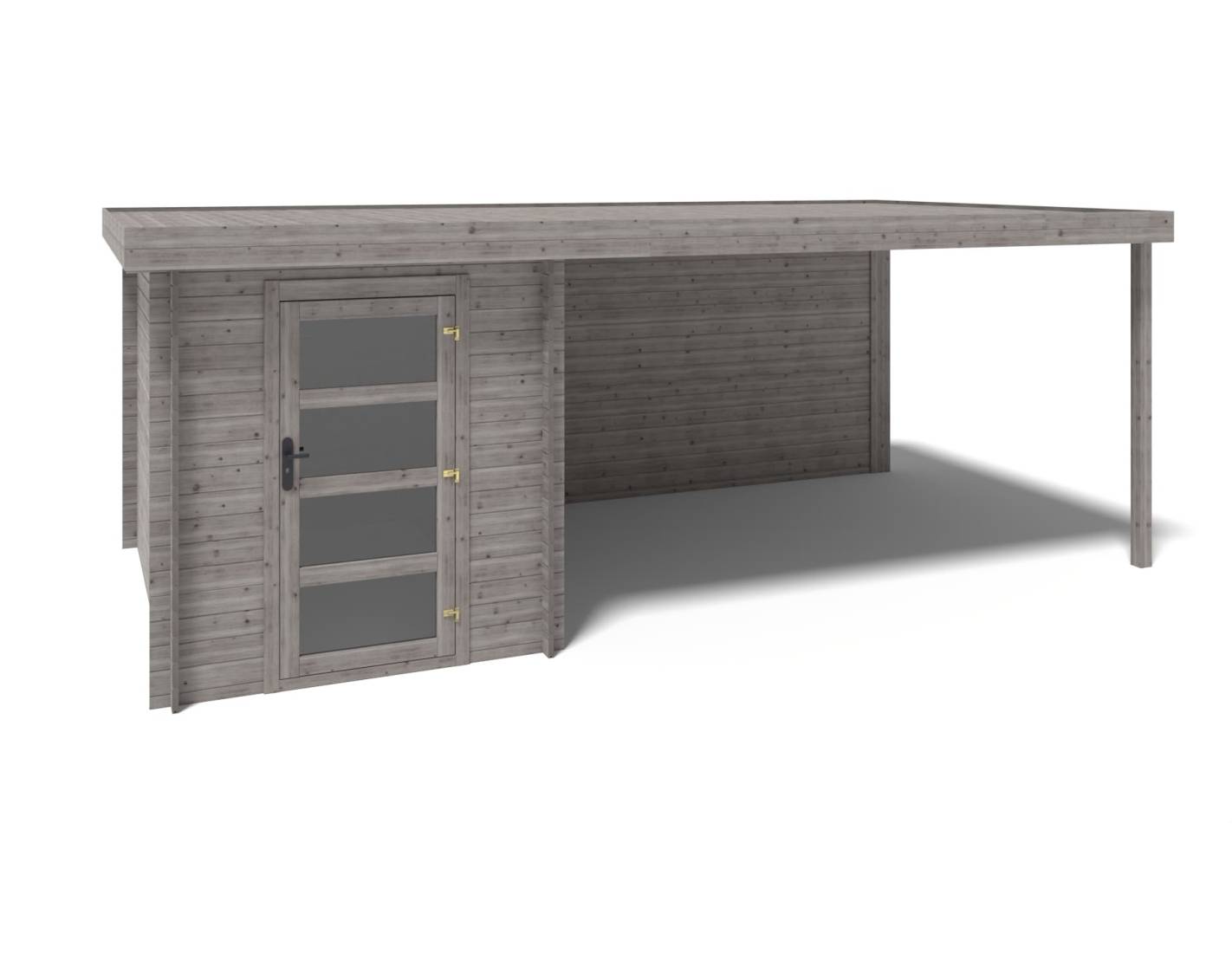 Altanka - Abri de jardin en bois - 6m2 - 5.84x3m - Traité - Ep. 28mm - Couleur: gris - DOM695 - Imagen 5