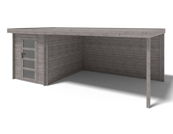 Altanka - Abri de jardin en bois - 6m2 - 5.84x3m - Traité - Ep. 28mm - Couleur: gris - DOM695 - Imagen 1