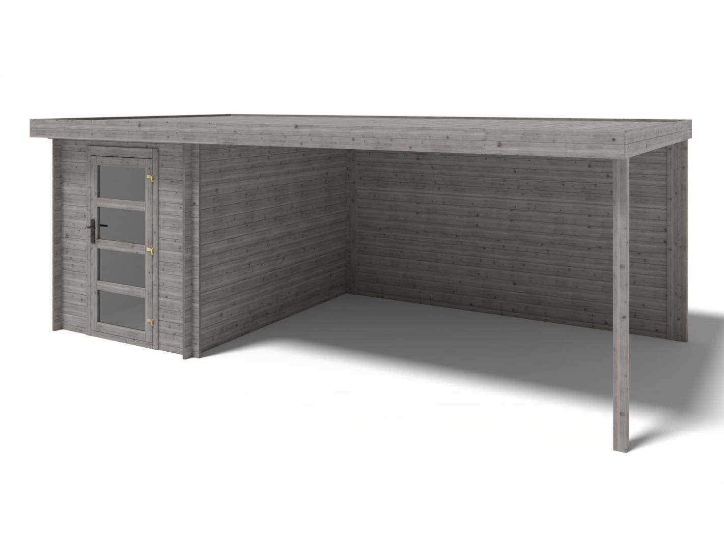Altanka - Abri de jardin en bois - 6m2 - 5.84x3m - Traité - Ep. 28mm - Couleur: gris - DOM695 - Imagen 1