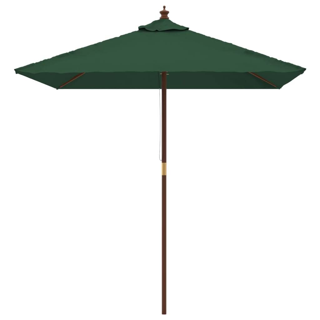 Helloshop26 - Parasol mobilier de jardin avec mât en bois 198 x 198 x 231 cm vert - Imagen 2