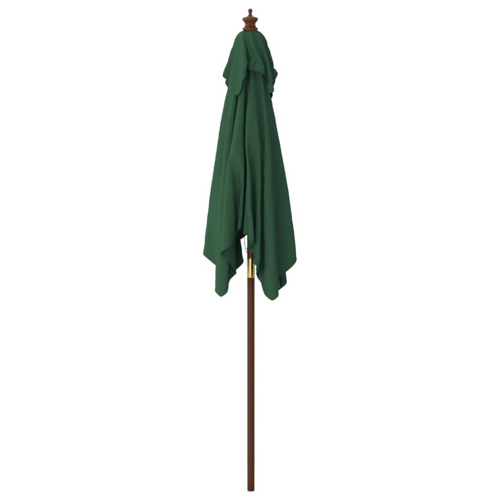 Helloshop26 - Parasol mobilier de jardin avec mât en bois 198 x 198 x 231 cm vert - Imagen 3