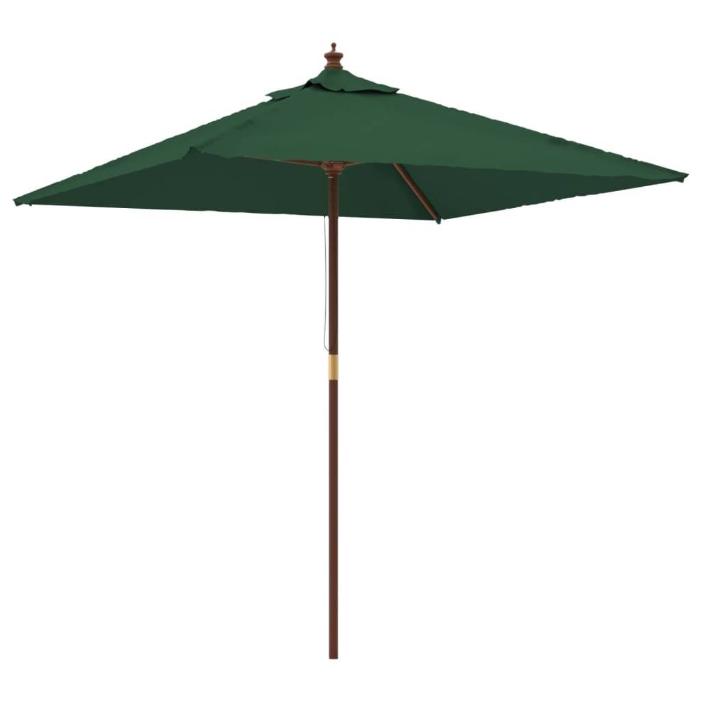 Helloshop26 - Parasol mobilier de jardin avec mât en bois 198 x 198 x 231 cm vert - Imagen 1