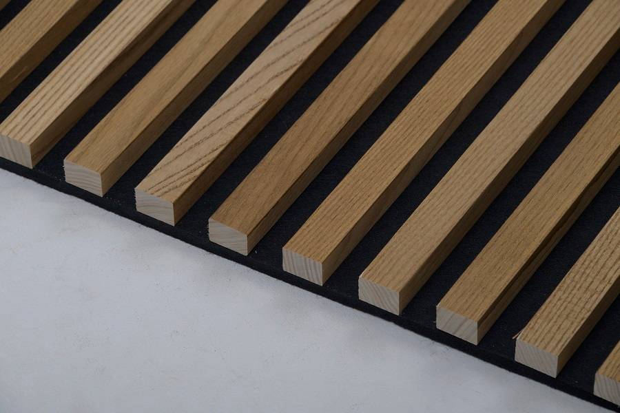 Gaspo - Panneau acoustique finition chêne en bois fond noir, 120x60 cm