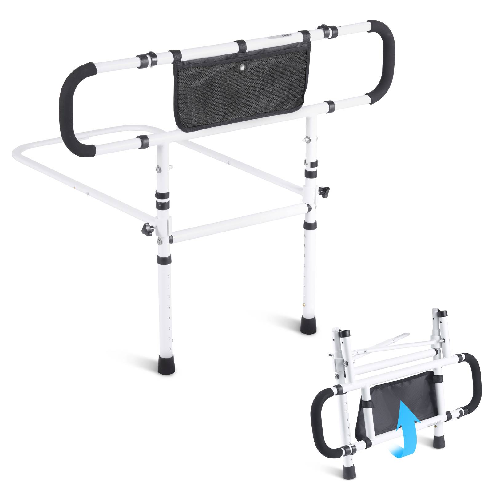 Vevor - VEVOR Barrière de lit pliable 180°, charge 204kg, poignée 4 niveaux, poche rangement, pour lit double/king. - Image 1