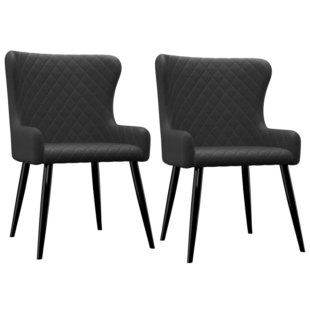 Vidaxl - Chaises à manger lot de 2 noir tissu - vidaXL - Imagen 2