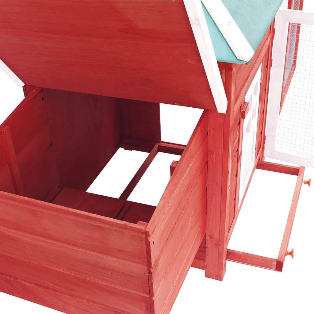 Helloshop26 - Poulailler avec nichoir 193 x 68 x 104cm bois de sapin massif rouge - Imagen 4