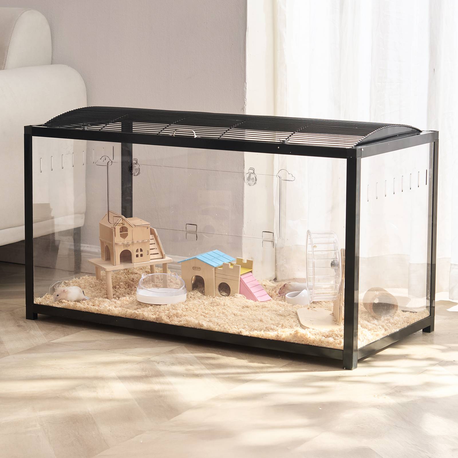 Vevor - VEVOR Cage hamster 96x47x55cm transparente 360°, porte, ventilée, pour souris, rats, cochons d'Inde. - Image 8