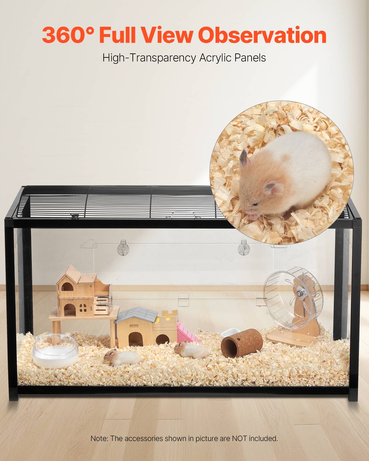 Vevor - VEVOR Cage hamster 96x47x55cm transparente 360°, porte, ventilée, pour souris, rats, cochons d'Inde. - Image 5