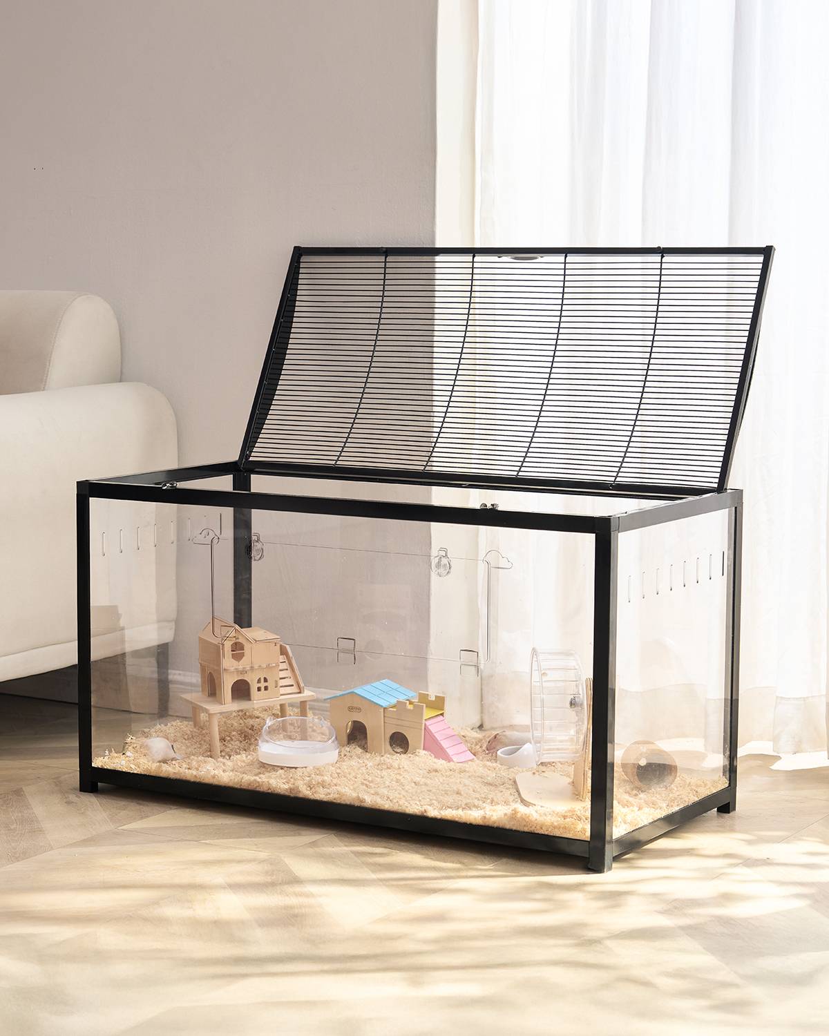 Vevor - VEVOR Cage hamster 96x47x55cm transparente 360°, porte, ventilée, pour souris, rats, cochons d'Inde. - Image 1