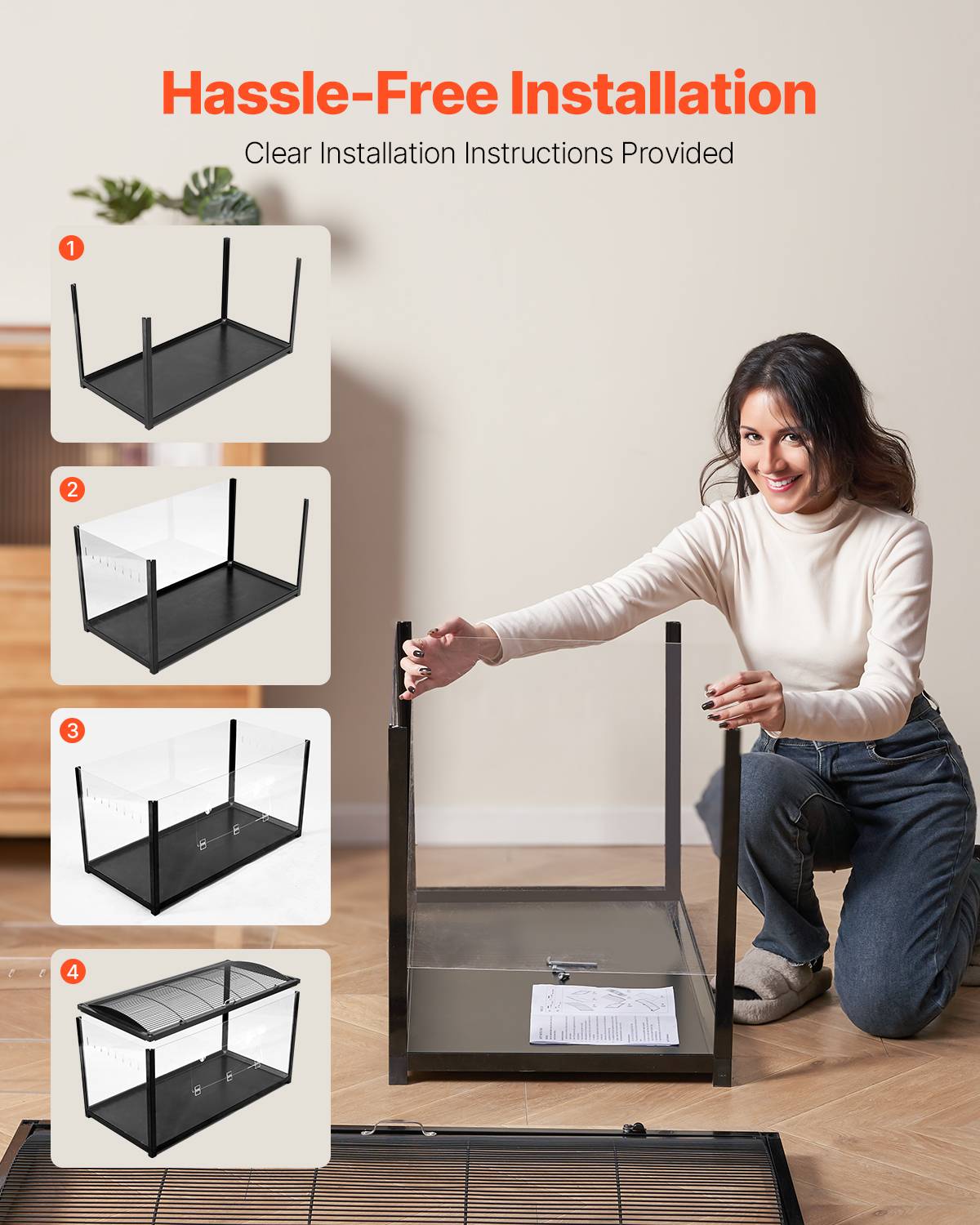 Vevor - VEVOR Cage hamster 96x47x55cm transparente 360°, porte, ventilée, pour souris, rats, cochons d'Inde. - Image 4