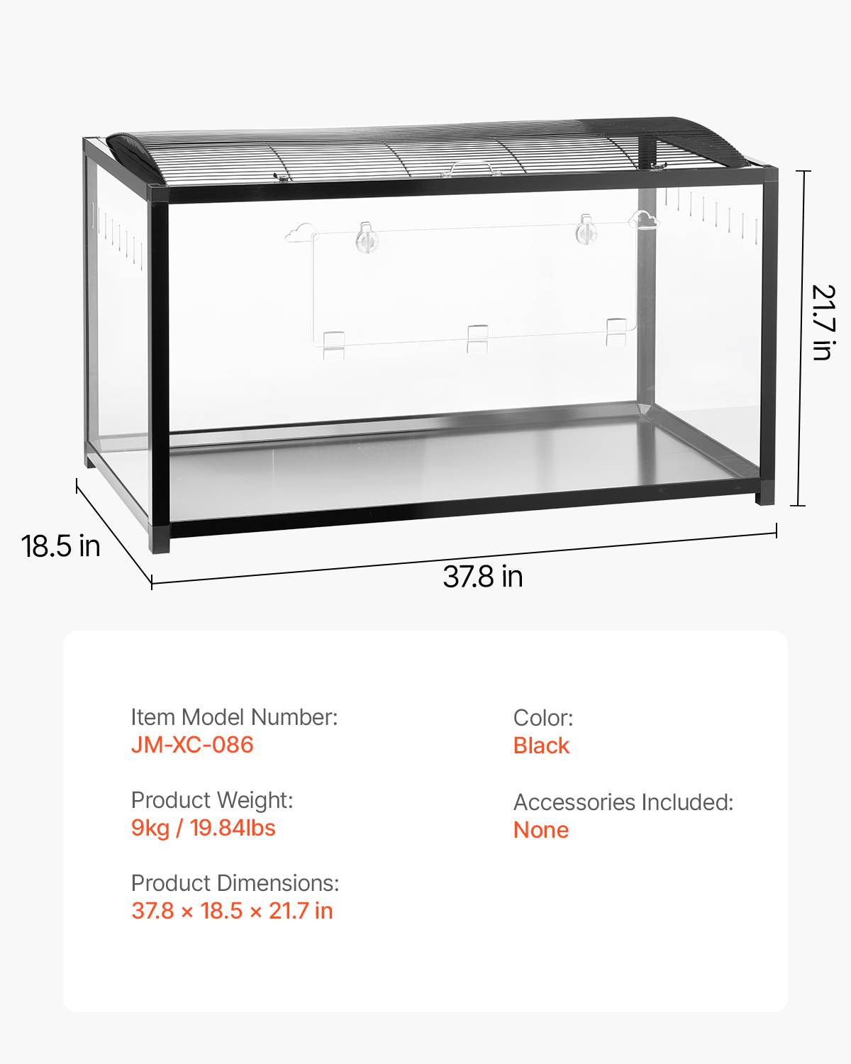 Vevor - VEVOR Cage hamster 96x47x55cm transparente 360°, porte, ventilée, pour souris, rats, cochons d'Inde. - Image 7