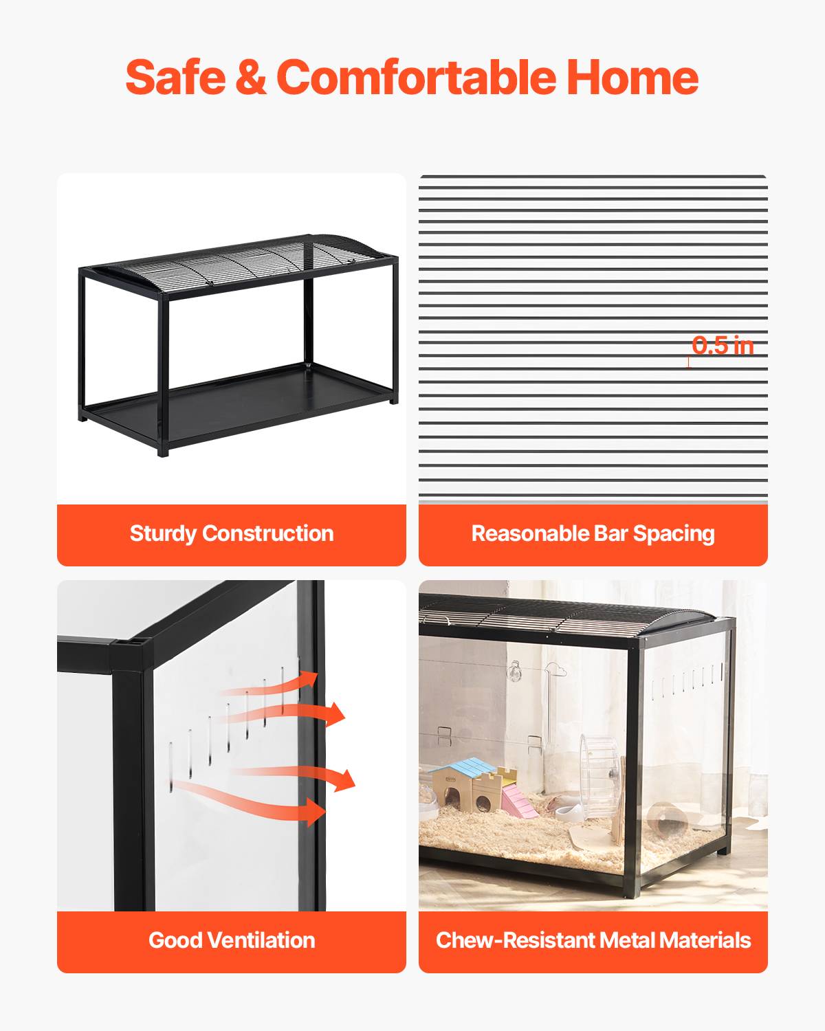 Vevor - VEVOR Cage hamster 96x47x55cm transparente 360°, porte, ventilée, pour souris, rats, cochons d'Inde. - Image 2