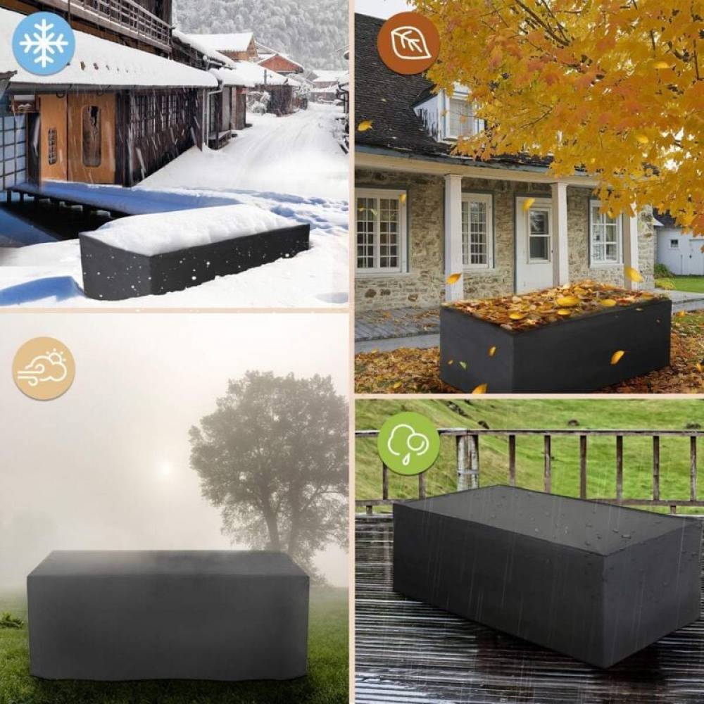 IntiMeg - Housse de protection rectangulaire noire pour table de jardin, imperméable et anti-poussière, avec sac de rangement IntiMeg - Image 3